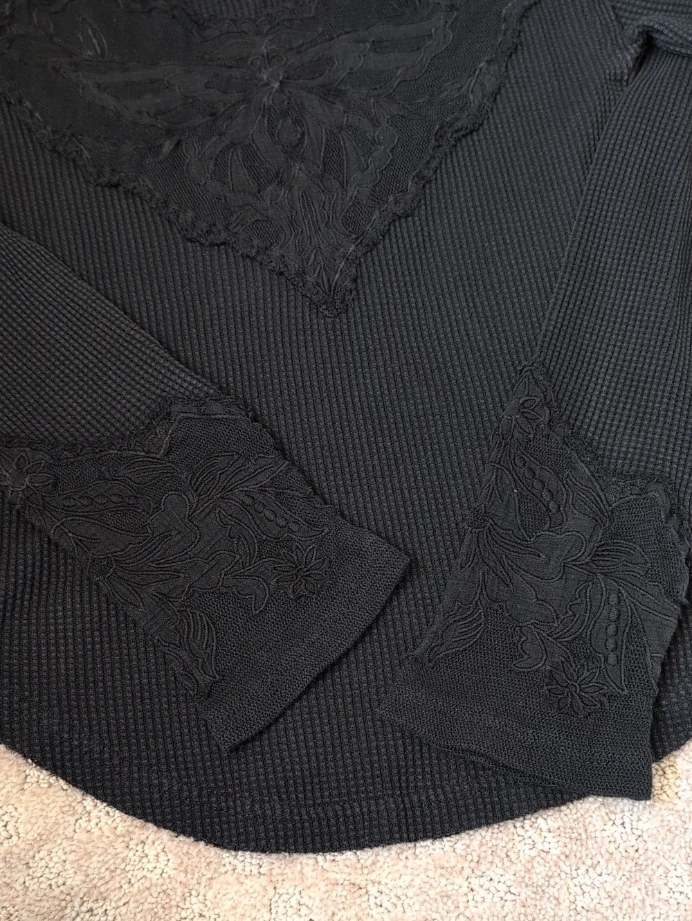 Free People Butterfly Cuff Black Thermal Long Sleeve